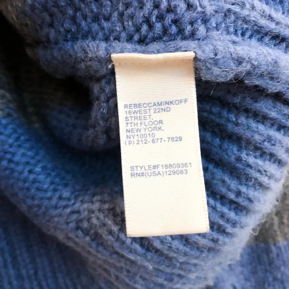 Rebecca Minkoff Striped Colorblock Crew Neck Tight Knit Pullover Sweater Small - Picture 7 of 9